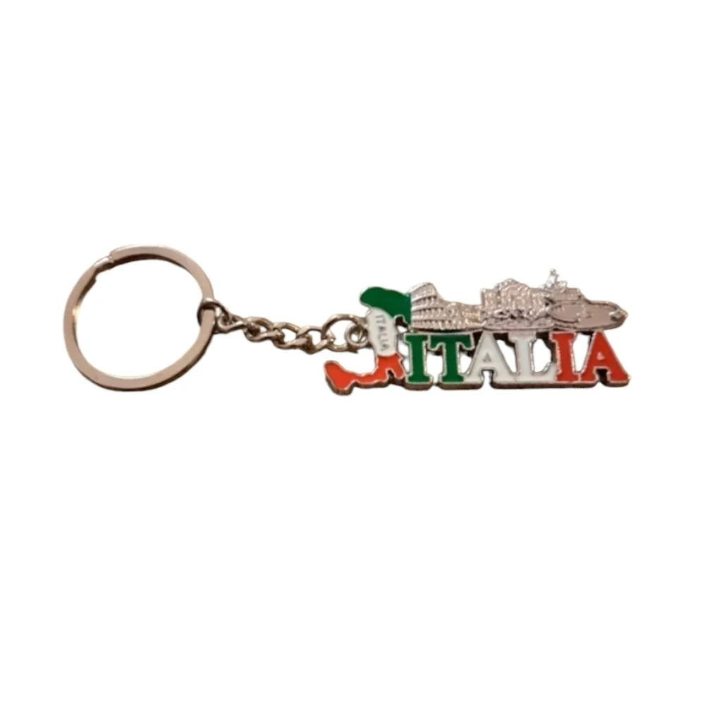 ITALIA Green White Red Silver Metal Keychain